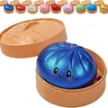 Giocattoli antistress a forma di panino glitterato con mini cestini a vapore colorati - 1 Pezzo/Set (Con Vaporiera) / Blu