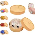 Simpatico set di giocattoli antistress a forma di panino al vapore con glitter - Bianco Trasparente con Brillantini