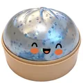 Simpatico giocattolo squishy a forma di panino glitter argento con viso sorridente antistress - Azzurro