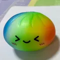 Giocattolo squishy a forma di panino arcobaleno con una simpatica faccia sorridente - Stile Panino Arcobaleno