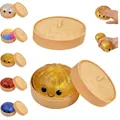 Simpatici giocattoli antistress bao in cestini per vapore, vari colori - Panino Simulato Con Vaporiera / Oro Glitterato