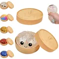 Set di giocattoli antistress squishy a forma di panino al vapore in vari colori - Panino Simulato Con Vaporiera / Bianco Glitter