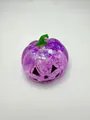 Jouet de décompression citrouille violette pailletée avec visage festif de Jack-o'-lantern - Avec Cuit-vapeur / Citrouille Squishy Violette