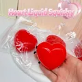 Red heart-shaped slow rebound squishy toy for stress relief in clear plastic bag - Fluid Heart