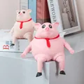 Funny pink pig squishy stress relief toy with red tie for home and office desk decor - Pink Pig / Small (9*9cm)