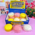 Kleurrijke ronde langzaam stijgende brood squishy speelgoed set in geel, roze en wit - Rond Broodje / Rond Brood (Set van 12 met Displaydoos)