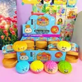 Set kleurrijke squishy bun fidget speeltjes met grappige gezichtjes in displaydoos - Cartoon Expressie Broodje Squishy (met Stomer)
