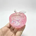 Pink glitter apple squeeze toy for stress relief and slow rebound sensory decompression play - Pink Colorful Apple with Leaves