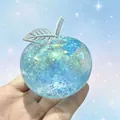 Dreamy blue glitter apple squishy toy for stress relief and fun slow rebound play - Blue Colorful Apple with Leaves