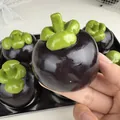 Realistic mangosteen-shaped squeeze toy for stress relief and sensory play in dark purple - Building Block Crunchy Mangosteen