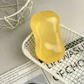 Juguete antiestrés de gelatina amarilla translúcida en forma de cacahuete de alta calidad - Estilo Jabón / Naranja Transparente