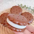 Realistic chocolate sandwich cookie squishy decompression toy for sensory play and stress relief. - Small Chocolate Sandwich Cookie