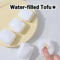 Jouet anti-stress souple en forme de tofu blanc avec texture d'eau réaliste - Tofu Rempli d'Eau / Blanc
