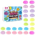 Calendrier de l'Avent 24 jours boîte aveugle avec jouets squishy cristal colorés - Ensemble / Lot de 24 / Thème Alimentaire Bleu (GJ872-001)