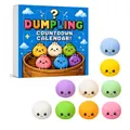 Caja de regalo calendario de cuenta regresiva dumpling con nueve coloridos juguetes squishy - 9 Piezas/Paquete / Estilo Caja Regalo Píxel Azul