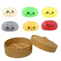 Colorful bun squishy fidget toy set with a mini steamer basket - Colorful Expression Style (BJ441-001) / Set of 6 with Steamer