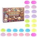 Calendrier de l'Avent 24 jours Mystery Dumpling avec jouets squishy à paillettes - Ensemble / Lot de 24 / Thème Dumpling Arc-en-ciel (GJ872-002)