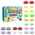 Calendario dell'Avvento Mystery Bun con 24 simpatici giocattoli squishy mochi colorati - Stile Mystery Bun (GJ855) / Set da 24