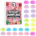 Calendrier de l'Avent 24 jours Mystery Dumpling avec jouets squishy pailletés multicolores - Ensemble / Lot de 24 / Thème Brioche en Cristal Rose (GJ874-002)