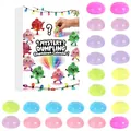 Calendrier de l'Avent 24 jours avec jouets dumplings en cristal pour soulager le stress - Ensemble / Lot de 24 / Thème Couleur Mixte (GJ874-004)