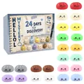 Calendario dell'avvento scatola misteriosa 24 giorni con giocattoli squishy colorati - Tema Hello Mystery (GJ880-09) / Set da 24