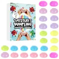 Calendrier de l'Avent mystère 24 jours avec jouets squishy dumplings translucides - Ensemble / Lot de 24 / Thème Couleur Néon (GJ874-007)
