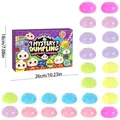 Calendrier de l'Avent boîte à dumplings mystère avec 24 jouets squishy fidget colorés - Coffret Cadeau Blind Box 24 Pièces (GJ876-014)