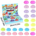 Mystery dumpling 24-day countdown calendar with 24 squishy stress relief toys for gifts - Crystal Style squishy (GJ878) / Set of 24 / Colorful