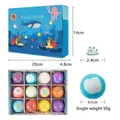 Juego de 12 bombas de baño infantiles con tema oceánico y juguetes sorpresa - Toy Bath Salt Set / Versión de Exportación