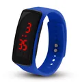 Reloj electrónico LED deportivo con correa de silicona azul y pantalla digital roja - Azul zafiro