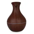 Elegante mini humidificador USB de grano de madera oscura para oficina y hogar - Estilo Jarrón / Grano de madera oscura