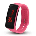 Reloj deportivo digital LED de silicona rosa con pantalla de hora roja para estudiantes - Rosa