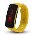 Stylish yellow silicone sports watch with bright red LED digital display for students - Yellow
