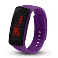 Fashionable purple silicone LED digital sports watch with red luminous numeric display - Purple