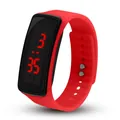 Vibrant red silicone strap LED digital sports watch with high contrast display - Red