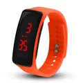Orange sports LED electronic watch with large red digital display and silicone strap - Orange