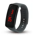 Stylish grey silicone sports LED electronic watch with a large red digital display - Gray