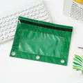 Estuche de tela Oxford verde de 3 anillas con ventana de PVC transparente resistente - Verde
