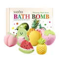 Set regalo di 6 bombe da bagno profumate alla frutta con simpatiche forme di pesca e fragola - Stile Frutta Colorata / Set da 6