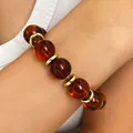 Elegantes Boho-Armband mit bernsteinfarbenen Kristallperlen und Goldzwischenstücken - Kaffeebraun (02咖色 6798)