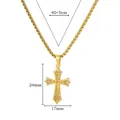 Vintage gold stainless steel cross pendant necklace with specific sizing details and engraving - Gold Vintage Engraved Cross Style (G8226141)
