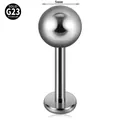 Internally threaded G23 titanium labret stud featuring a polished 5mm round ball - Round Ball Labret Stud / 1.2x8x5mm