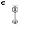 Premium silver G23 titanium labret stud with a 3mm round ball top for 16G piercings - Round Ball Labret Stud / 1.2x8x3mm