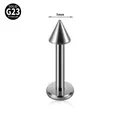 High-quality solid G23 titanium internally threaded labret stud featuring a 3mm spike top - Spike Cone Labret Stud / 1.2x8x3mm