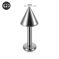 G23 titanium internally threaded labret stud with 5mm spike top - Spike Cone Labret Stud / 1.2x8x5mm