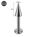 Solid G23 titanium spike labret stud piercing with internal thread and 3mm cone top - Long Spike Cone Labret Stud / 1.2x8x3/6mm