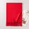 Elegante rode winter sjaal met klassieke kwastjes en een fijne twill-weefselstructuur - Rood (FH26-6127-15)