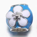 Blauwe emaille legering kersenbloesem kraal bedel voor DIY armband maken accessoires - Blauw