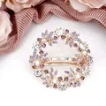 Elegant floral crystal spring hair clip for wedding with purple and white rhinestones - Floral Purple