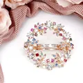 Rose gold floral crystal hair clip with multicolored rhinestones for wedding headwear - Floral Multicolor